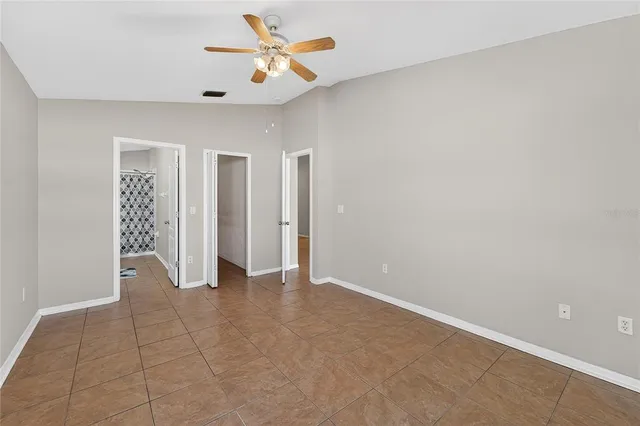 a view of a room with racks on the wall