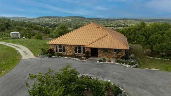 an aerial view of a house