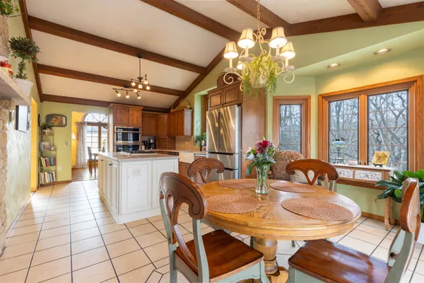 a view of a lake with a house