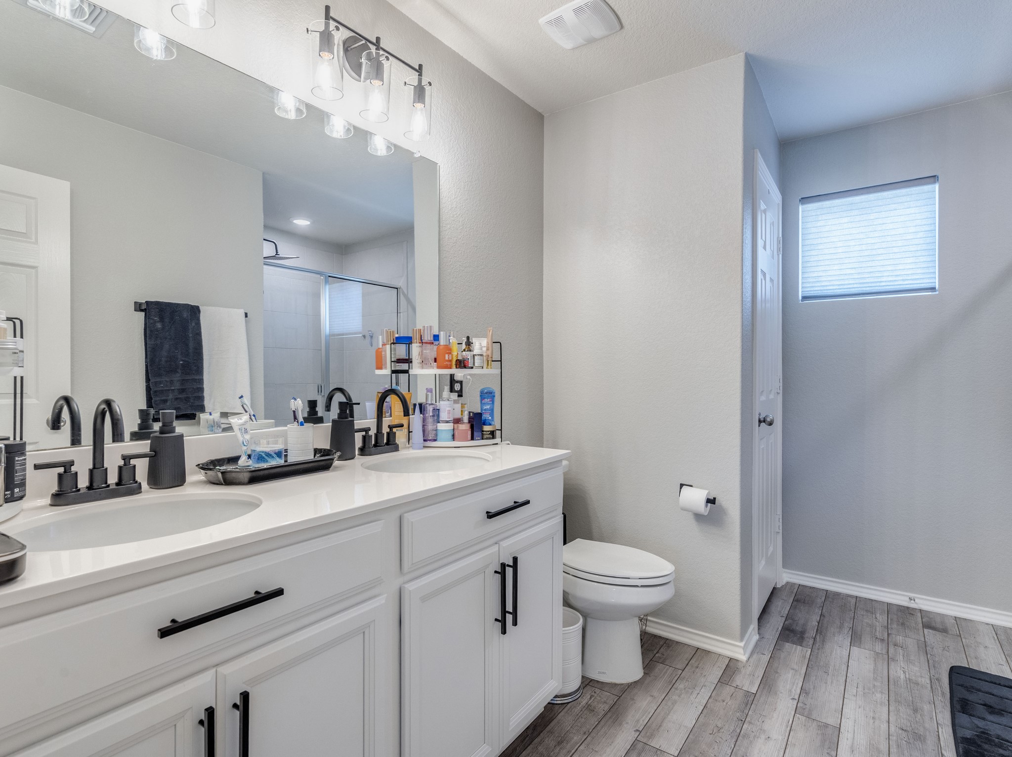 624 Pepperbark Loop Buda, TX 78610 - Photo 17 of 32 a bathroom with a toilet a sink and mirror