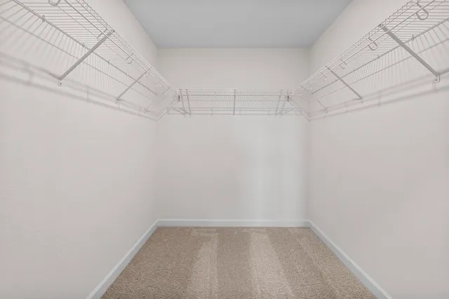 a view of a room with racks on the wall