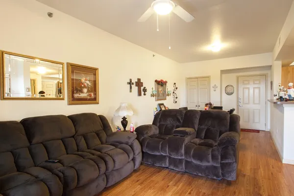 a living room with furniture