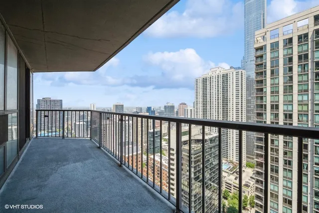 a view of city from a balcony