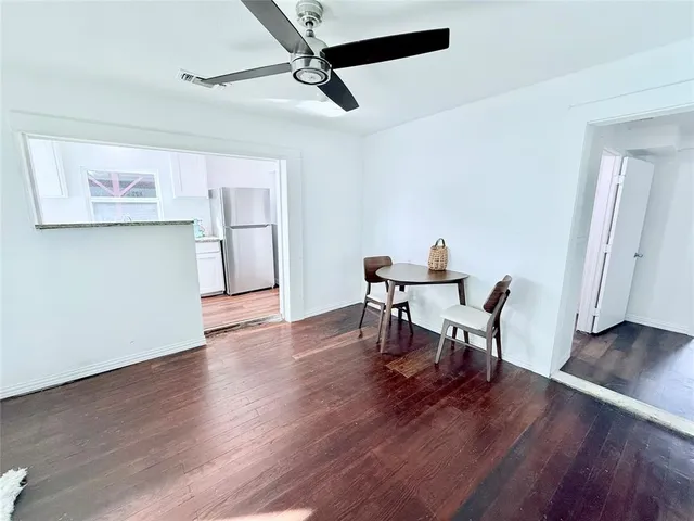 a workspace with wooden floor