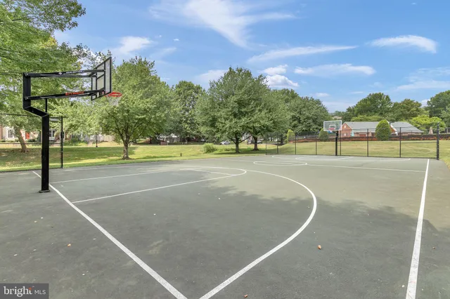 a view of an outdoor space with a swimming pool
