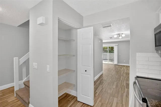 a spacious bathroom with a shower