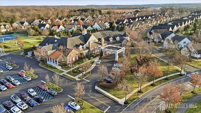 an aerial view of a house with a outdoor space