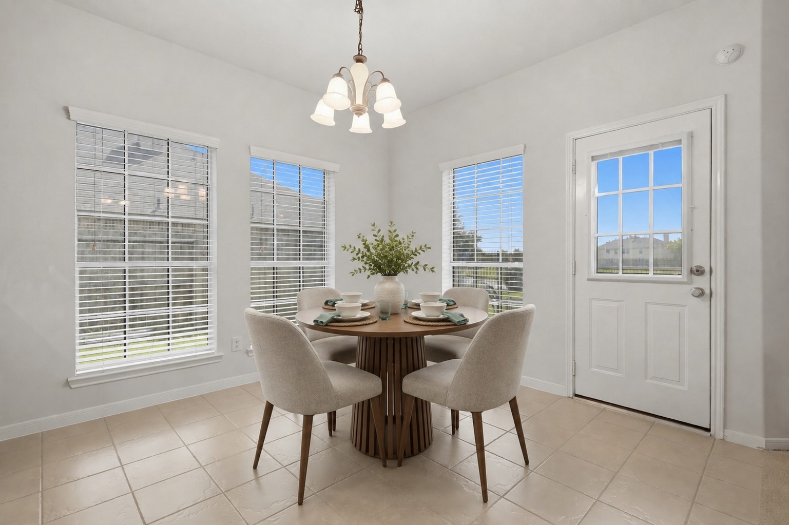13806 Cove Landing Lane Rosharon, TX 77583 - Photo 15 of 44 The bright breakfast area is surrounded by large windows and offers convenient direct access to the backyard.**Virtually staged
