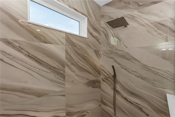 a bathroom with a bathtub