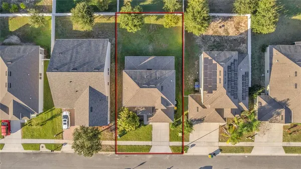 an aerial view of a house