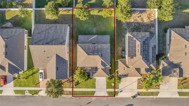 an aerial view of a house