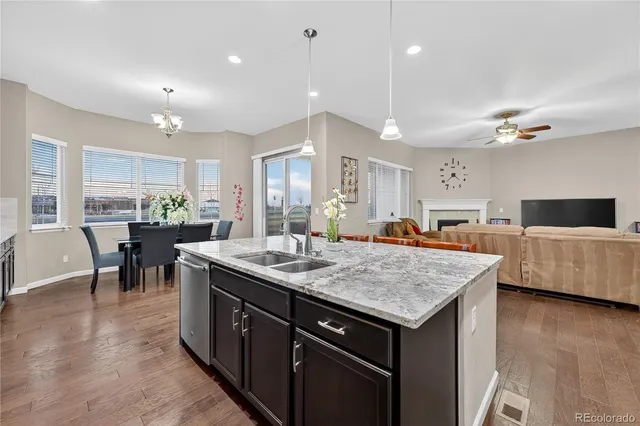 a kitchen with lots of counter top space