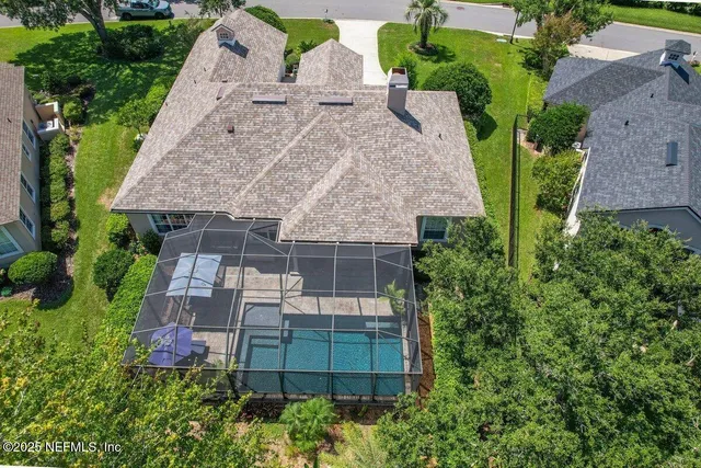 an aerial view of a house