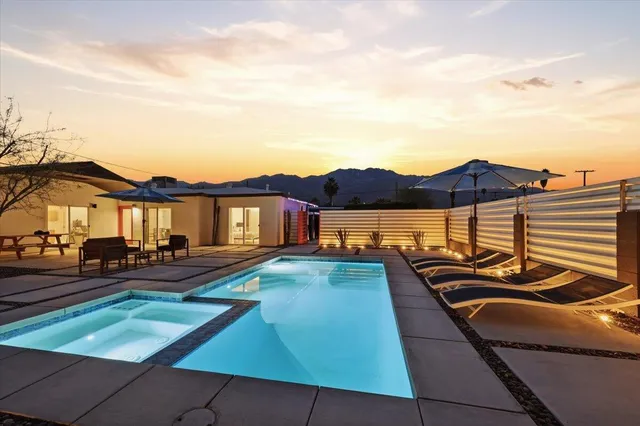 a view of a terrace with a yard