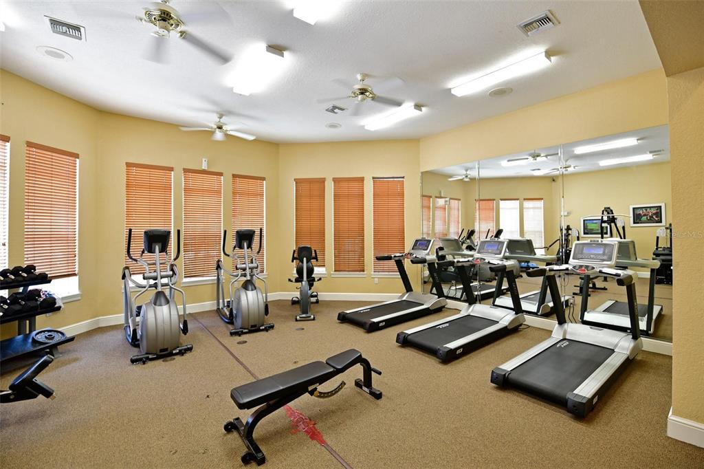 8809 Manor Loop, Unit 106 Lakewood Ranch, FL 34202 - Photo 38 of 40 a room with gym equipment and large windows