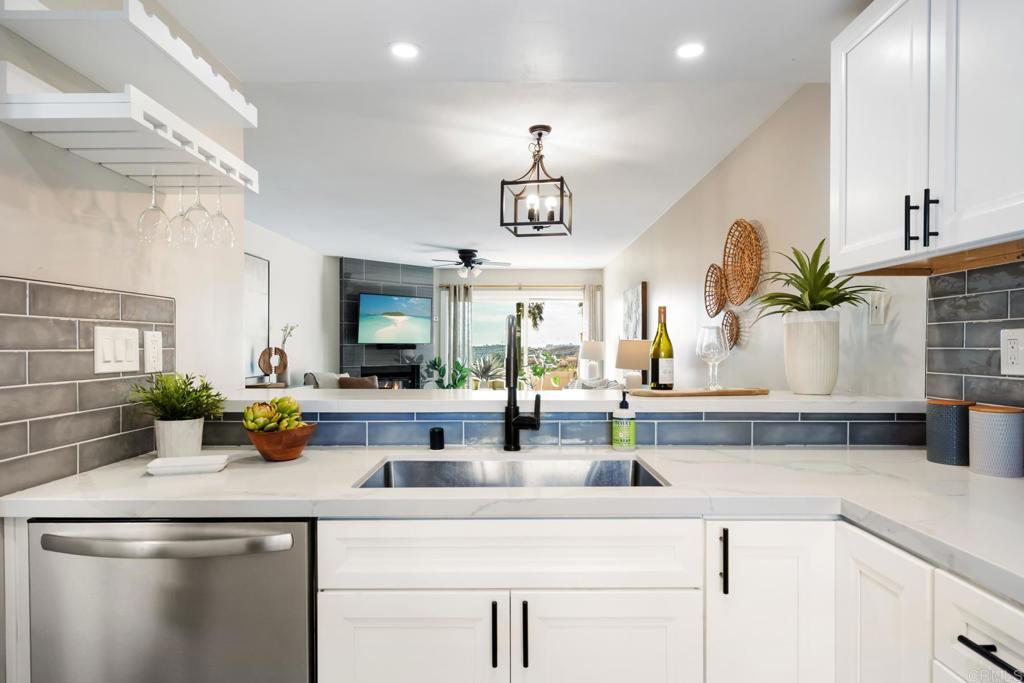 132 South Jayton Lane Encinitas, CA 92024 - Photo 6 of 37 a kitchen with a sink and a potted plant