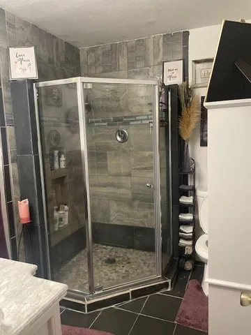 a bathroom with a shower