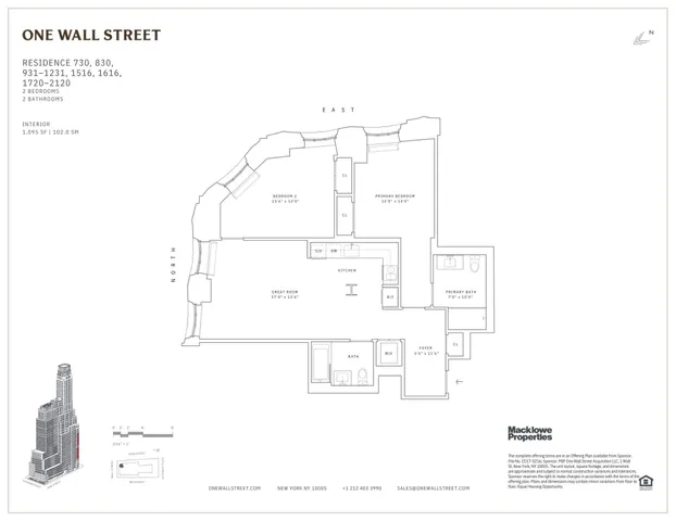 $2,195,000 | 1 Wall Street, Unit 1720 | Financial District