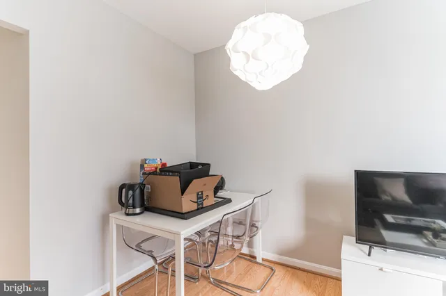 a room with a table and a chair