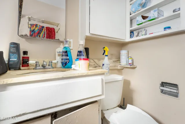 a bathroom with a sink a toilet and a shower