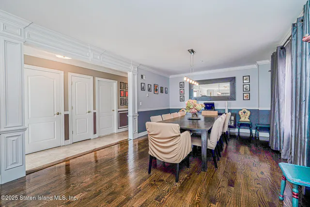 a view of a living room and dining room