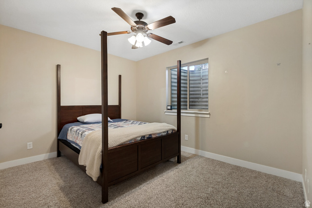 40 Wheeler Road Heber City, UT 84032 - Photo 21 of 41 Carpeted flooring, neutral wall tones, and a ceiling fan with integrated lighting