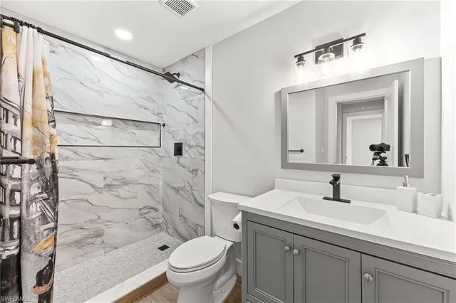 an empty room with a workbench