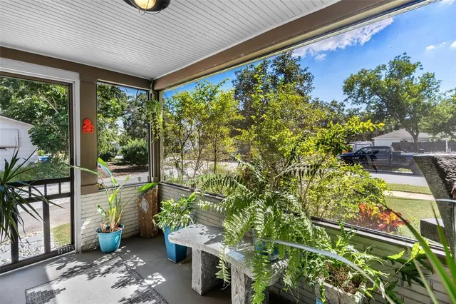 a living room with a garden