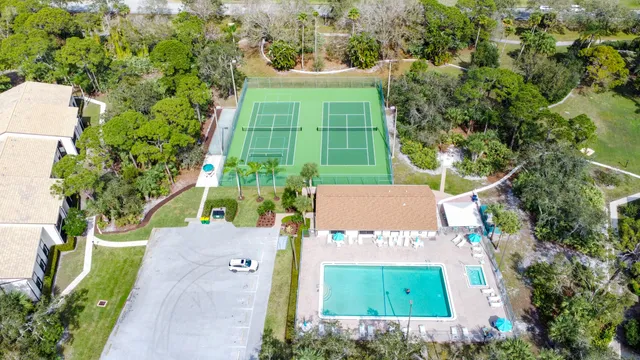 an aerial view of a house