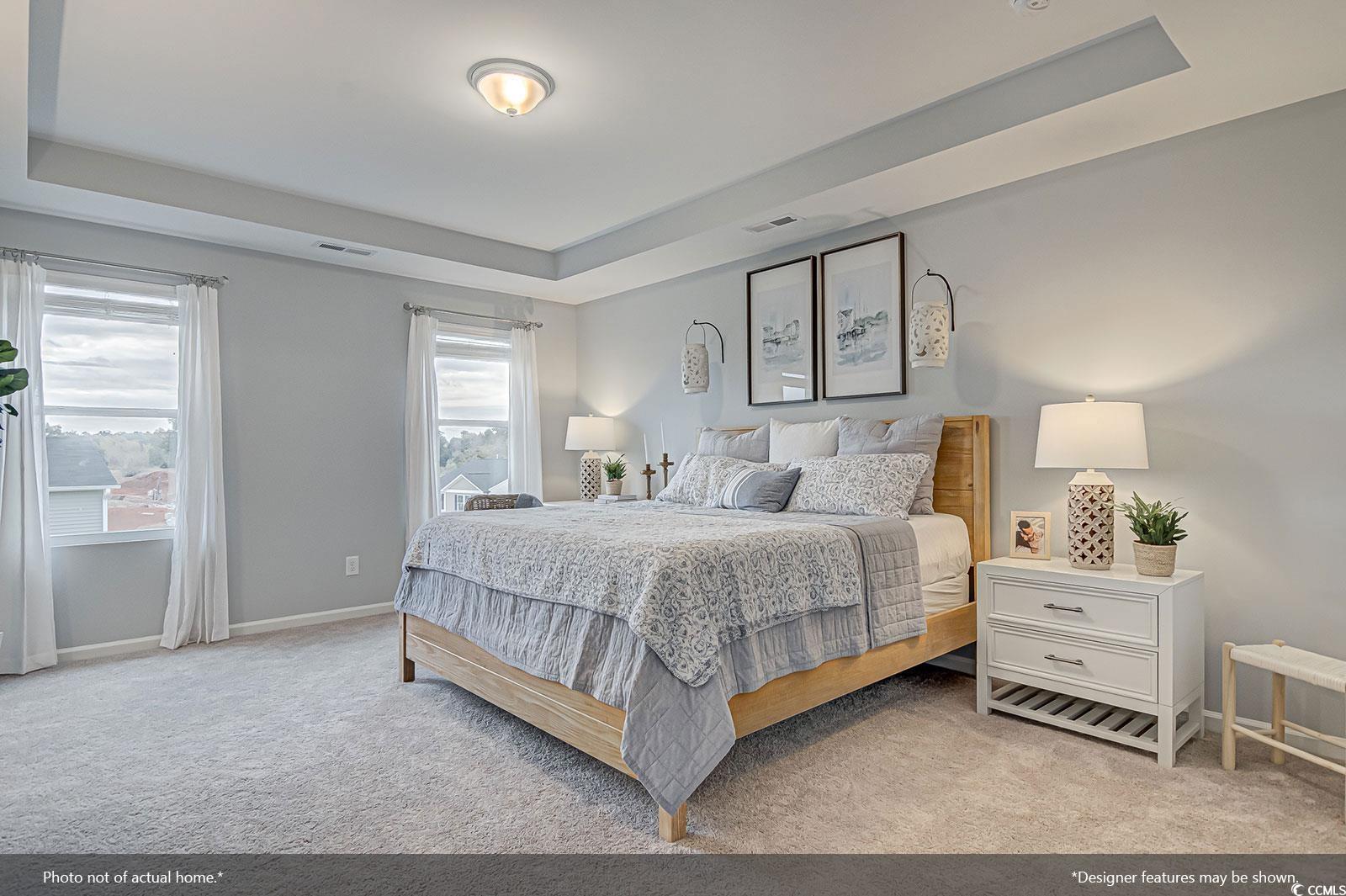 383 Gdn Grv Street Conway, SC 29526 - Photo 5 of 8 Bedroom featuring a tray ceiling and light carpet