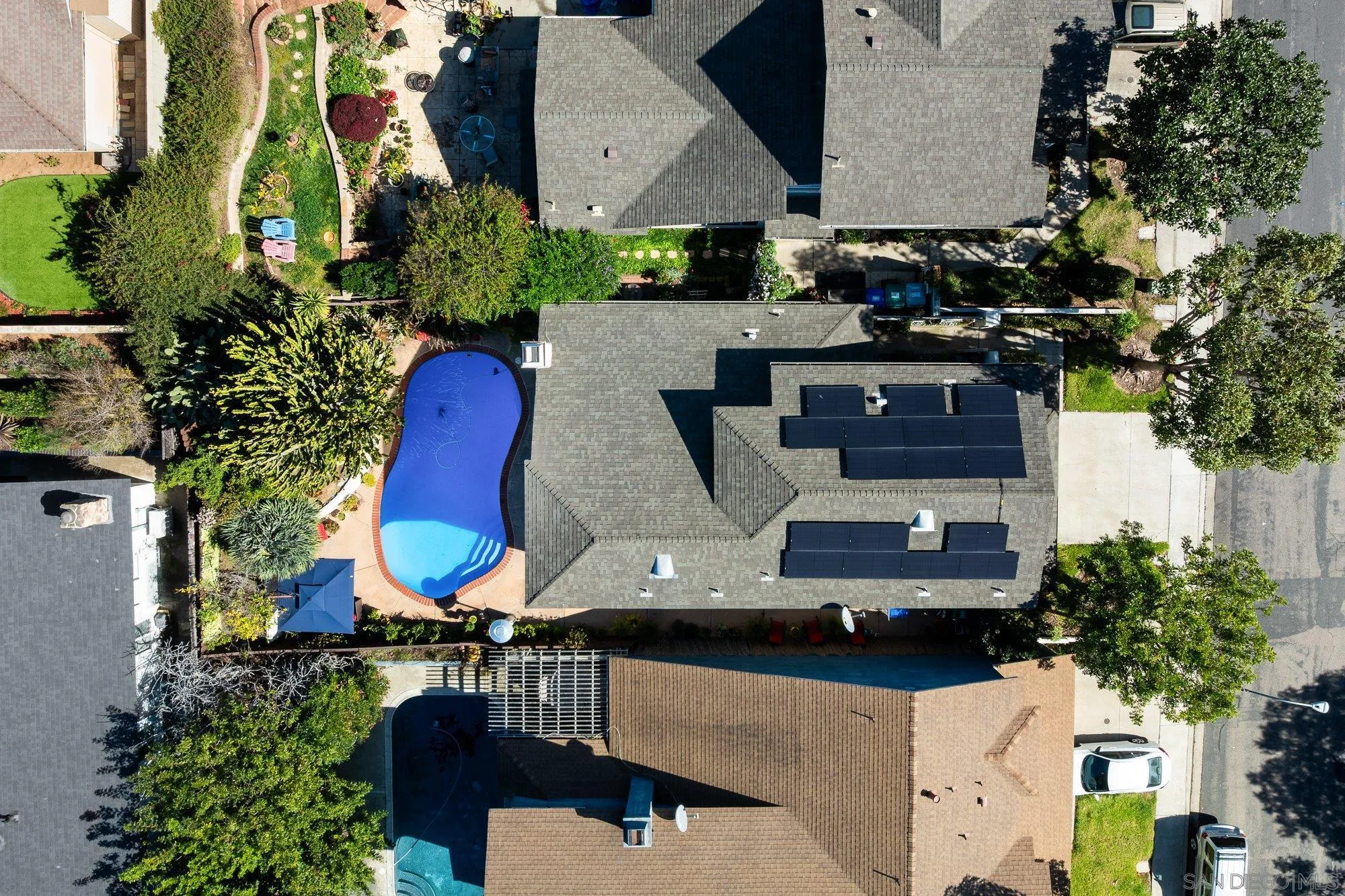3598 Old Cobble Road San Diego, CA 92111 - Photo 39 of 42 an aerial view of a house roof deck and patio