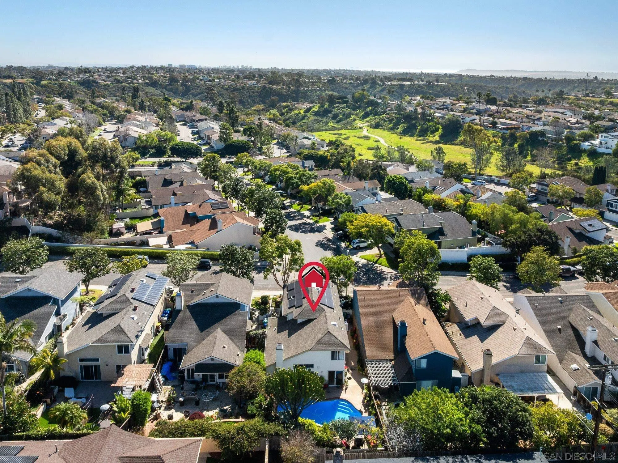 3598 Old Cobble Road San Diego, CA 92111 - Photo 41 of 42 an aerial view of residential houses with outdoor space