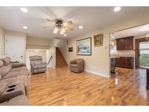 a living room with furniture