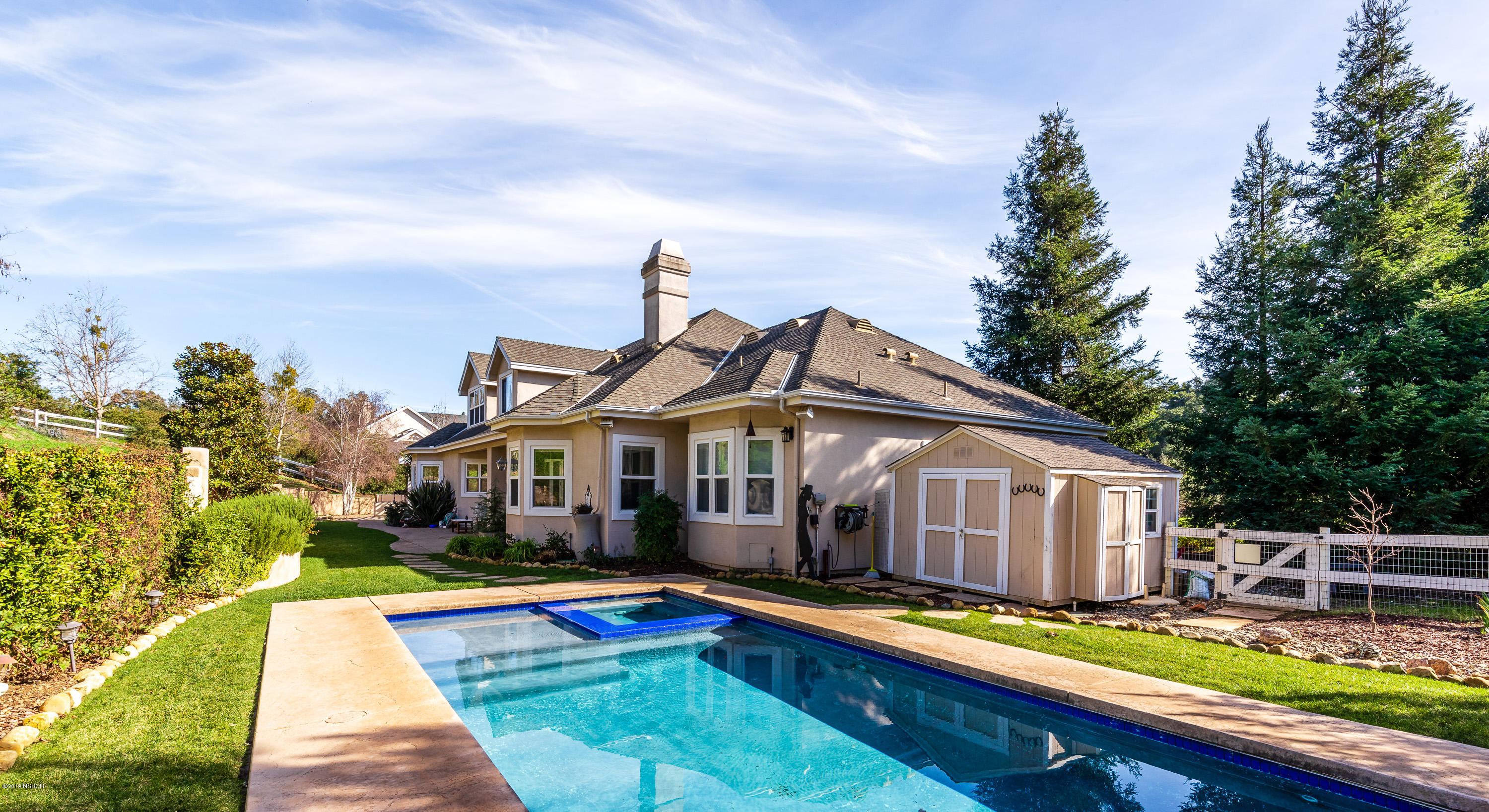 949 Old Ranch Road Solvang, CA 93463 - Photo 20 of 27 a view of a house with swimming pool and porch