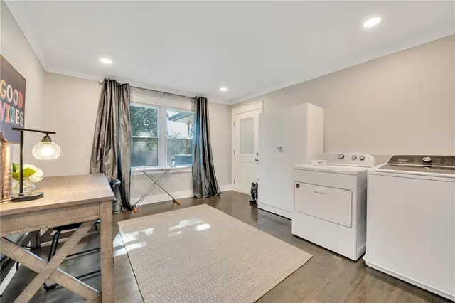 a view of a kitchen with appliances