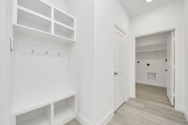 a view of an empty walk in closet