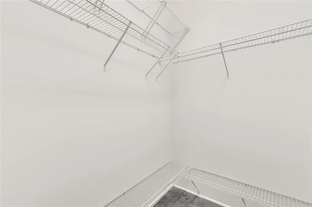 a view of a room with racks on the wall