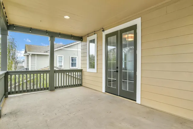 a view of a house with a balcony