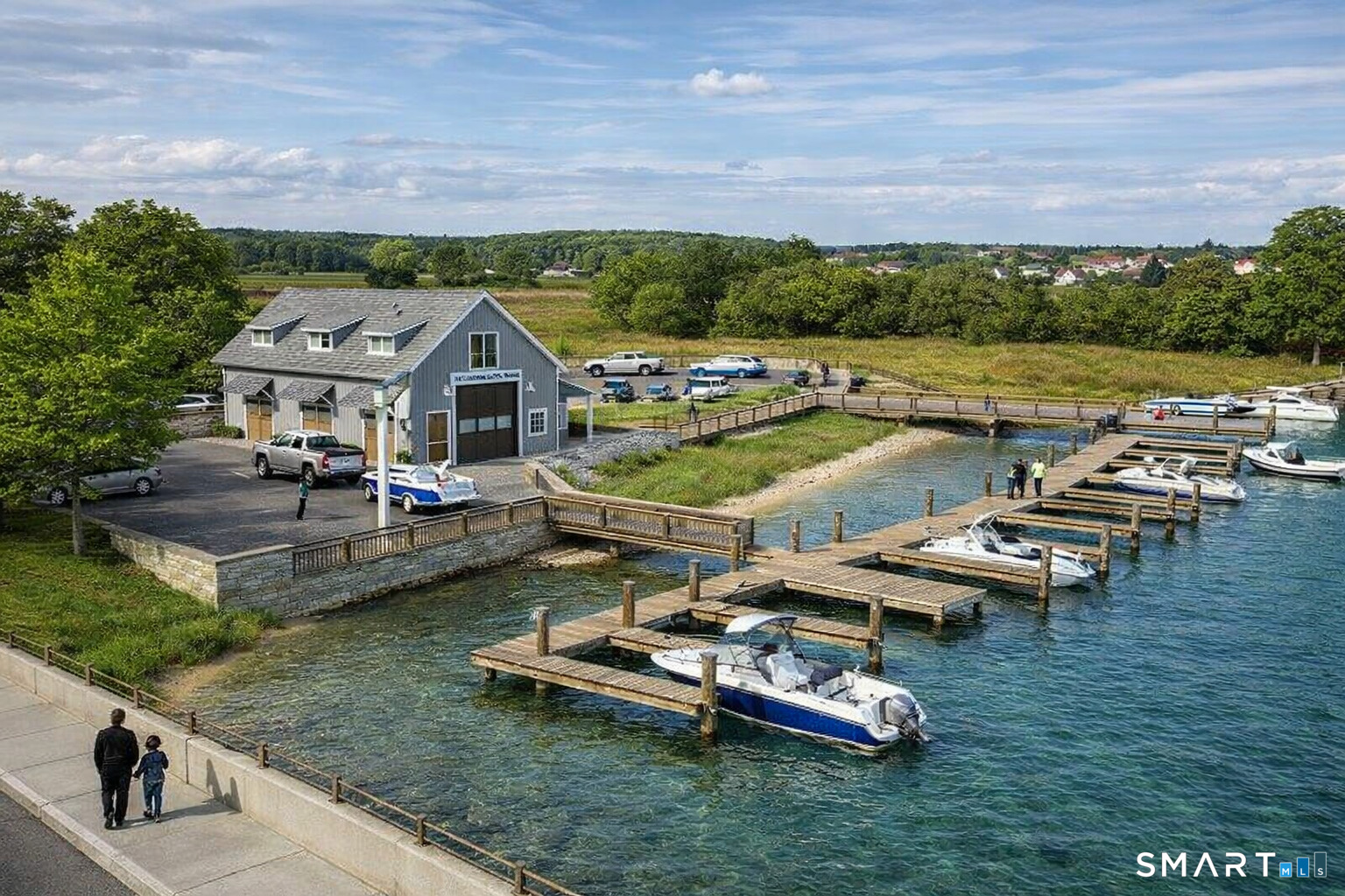 4 Boston Post Road Madison, CT 06443 - Photo 29 of 31 an aerial view of a house with swimming pool and lake view