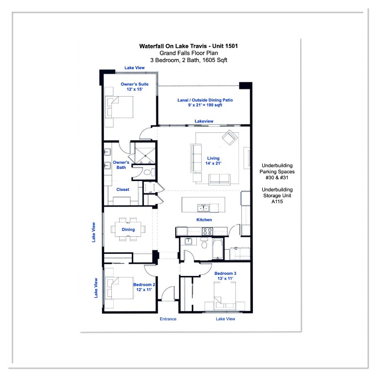 5921 Hiline Road, Unit 1501 Austin, TX 78734 - Photo 39 of 39 Unit 1501 is one of eight Grand Falls floor plans in the Waterfall complex. As an end unit, #1501 is the ONLY Grand Falls unit on the TOP FLOOR that offers panoramic lake views from three sides of the residence!