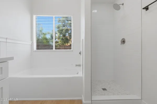 a bathroom with a bathtub
