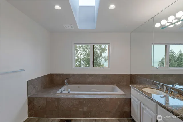 a bathroom with a bathtub