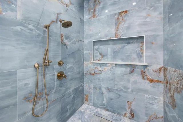 a bathroom with a shower