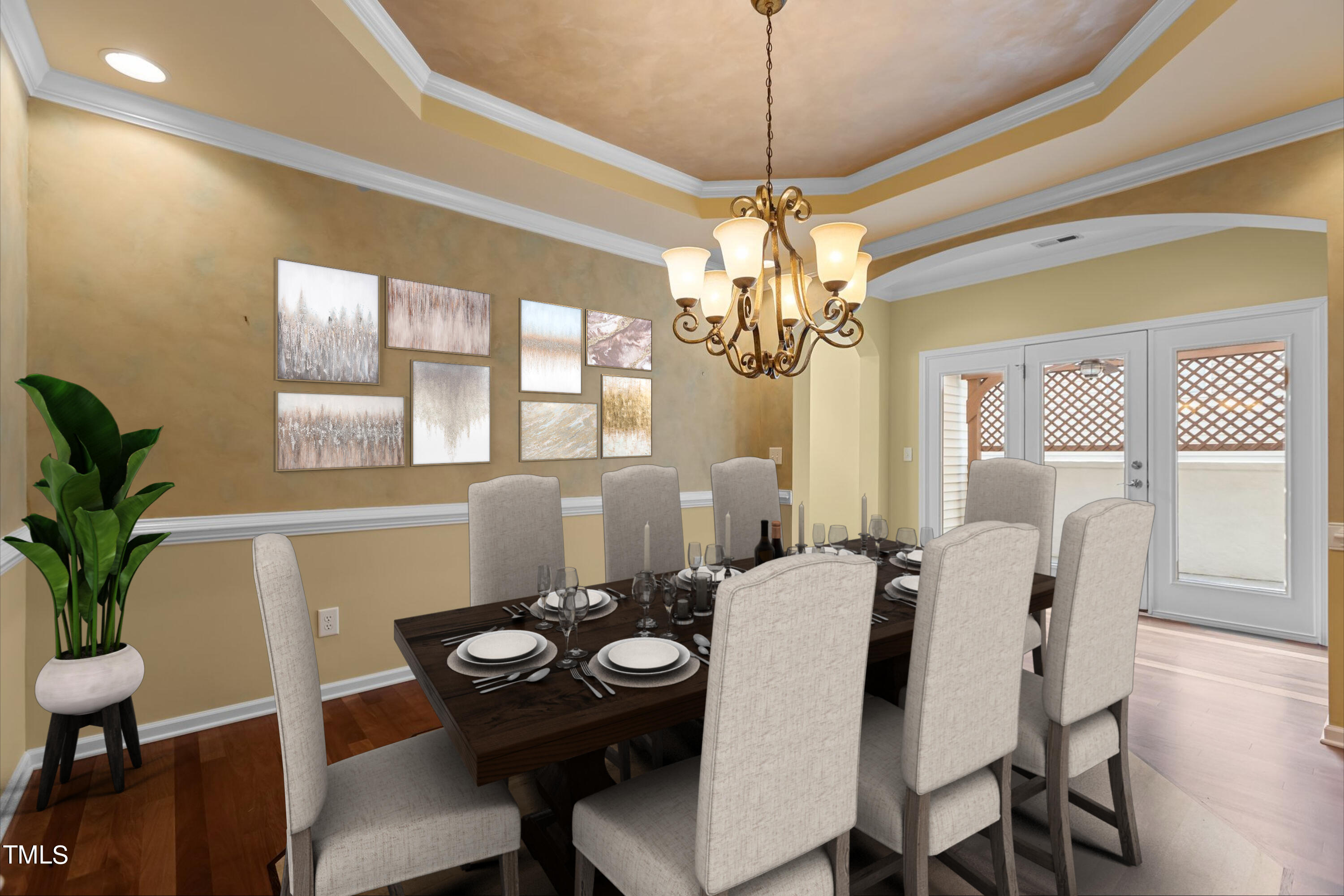 6112 Blakeman Lane Raleigh, NC 27617 - Photo 8 of 56 a view of a dining room with furniture window and wooden floor