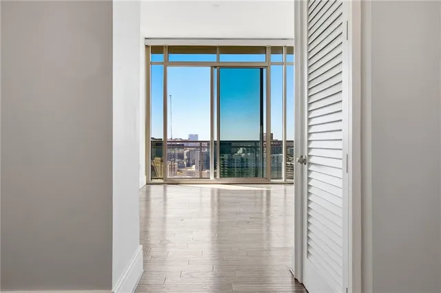 a view of a bathroom with a window