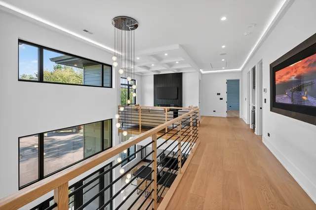 a view of a room with a large window