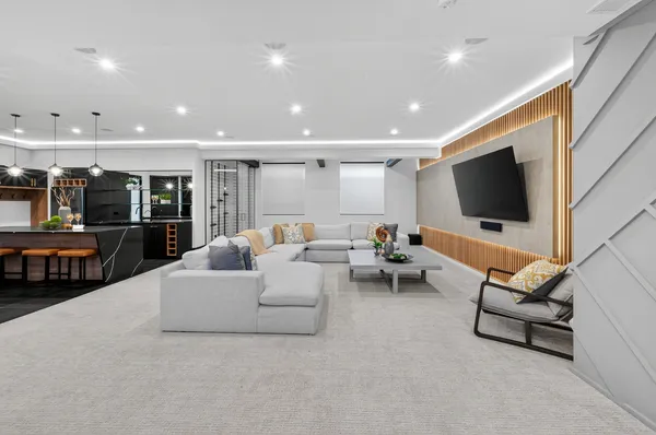 swimming pool view with seating space