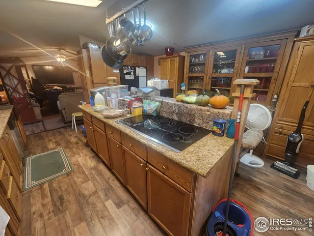 a kitchen with lots of counter top space