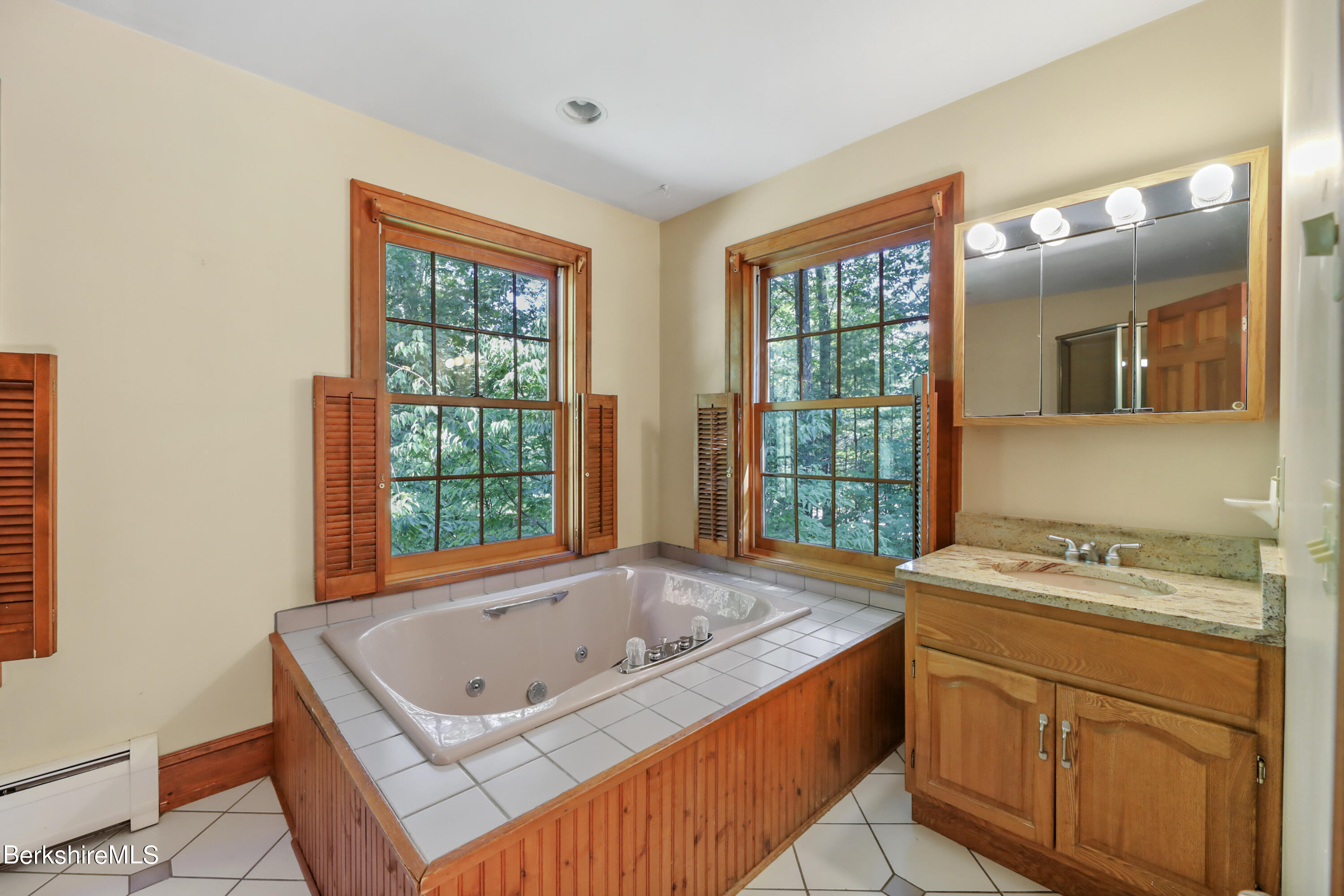 7 Fern Hill Road Great Barrington, MA 01230 - Photo 29 of 60 a bathroom with a sink a bathtub and next to a window