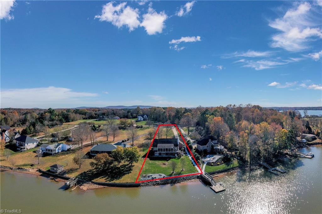 1851 Waterford Pointe Road Lexington, NC 27292 - Photo 2 of 49 Aerial view of the house and the dock showing 151 feet of water frontage